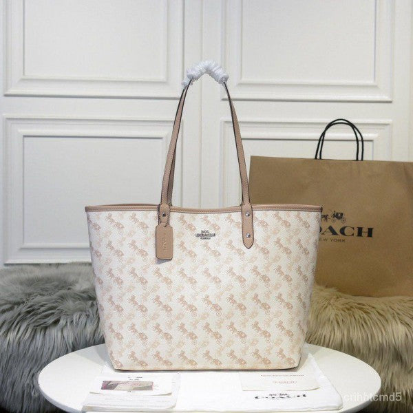 Coach Signature City Tote Bag With OG Box & Dust Bag (Printed Cream-838)