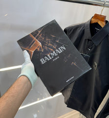 Balmain Paris Black Steel Logo Designer Shirt With Premium Box Packing