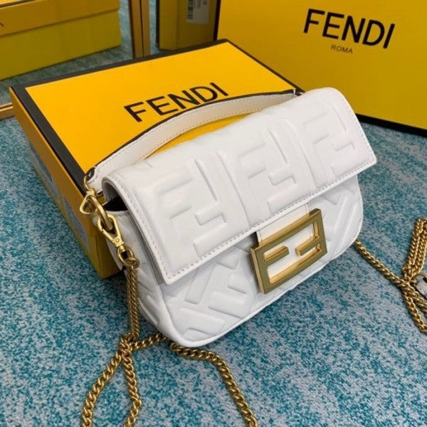 Fendi Baguette Small White With Original Box