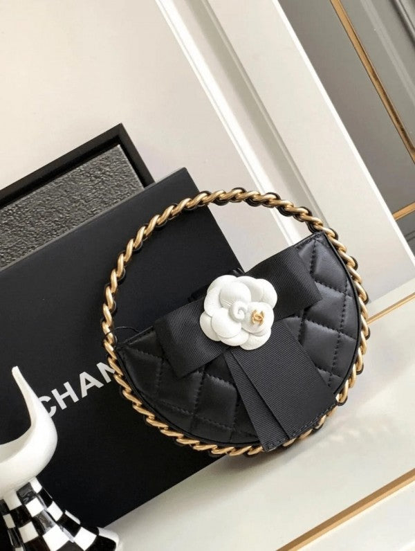 Chanel Camellia Flower Premium Limited Edition Bag With OG Magnetic Box & Dust Bag (Black-839)