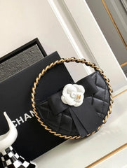 Chanel Camellia Flower Premium Limited Edition Bag With OG Magnetic Box & Dust Bag (Black-839)