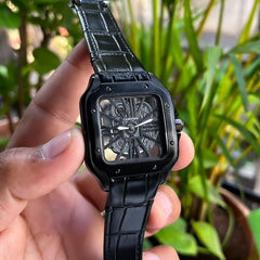 Cartier D Santos Skeleton Black Leather