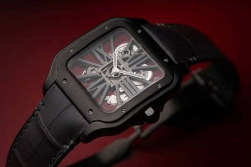 Cartier D Santos Skeleton Black Leather