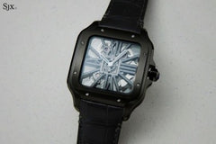 Cartier D Santos Skeleton Black Leather