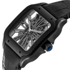 Cartier D Santos Skeleton Black Leather