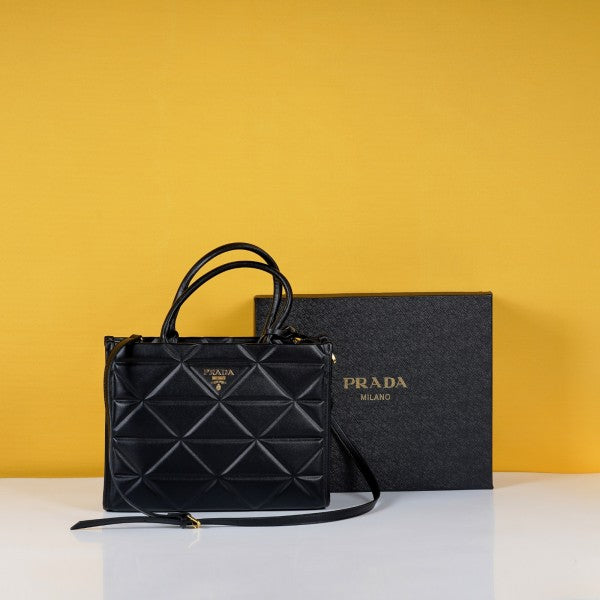 Prada Leather Symbole Tote Bag With OG Box & Dust Bag (Black-890)