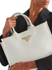 Prada Leather Symbole Tote Bag With OG Box & Dust Bag (White-891)