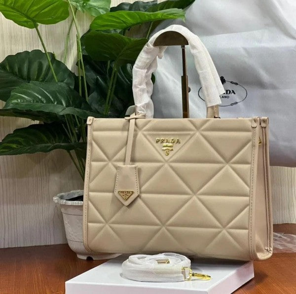 Prada Leather Symbole Tote Bag With OG Box & Dust Bag (Khaki-892)