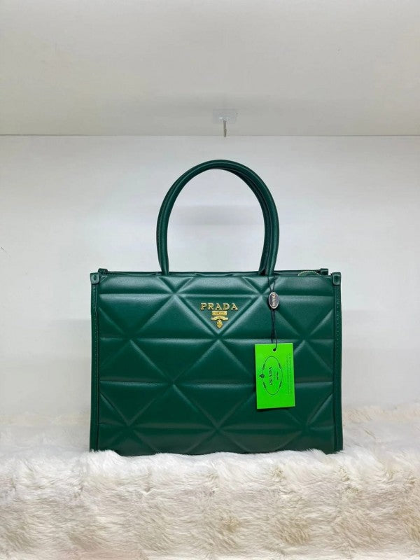 Prada Leather Symbole Tote Bag With OG Box & Dust Bag (Green-893)