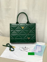 Prada Leather Symbole Tote Bag With OG Box & Dust Bag (Green-893)