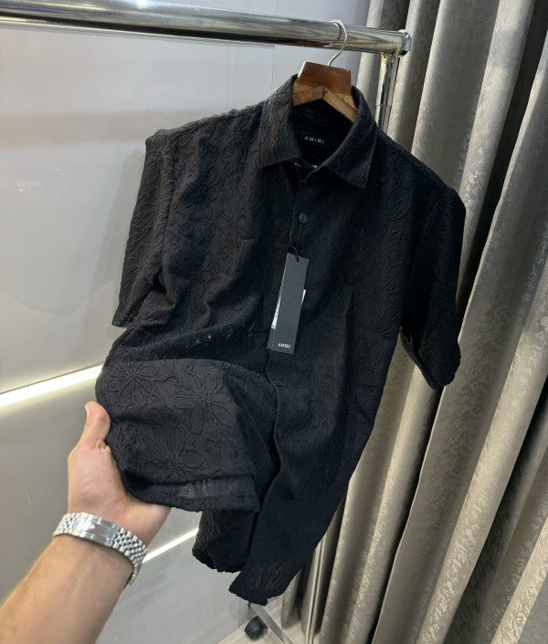 Amiri Black Designer Imported Half Shirt With Brand Box