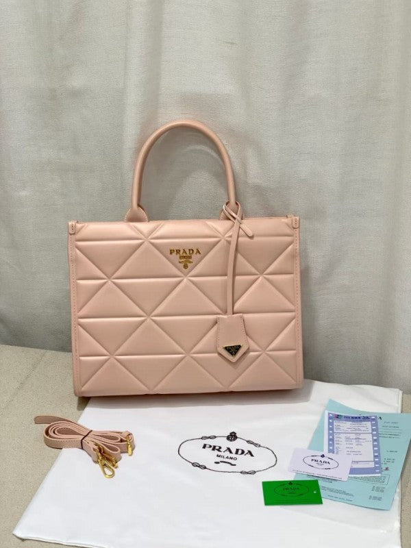 Prada Leather Symbole Tote Bag With OG Box & Dust Bag (Pink-894)