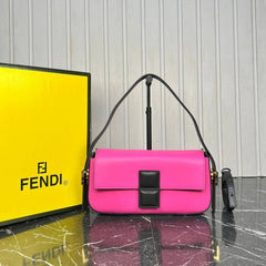 Fendi Baguette Twist Premium Shoulder Crossbody Bag With OG Box & Dust Bag & 2 Belts (Pink-930)