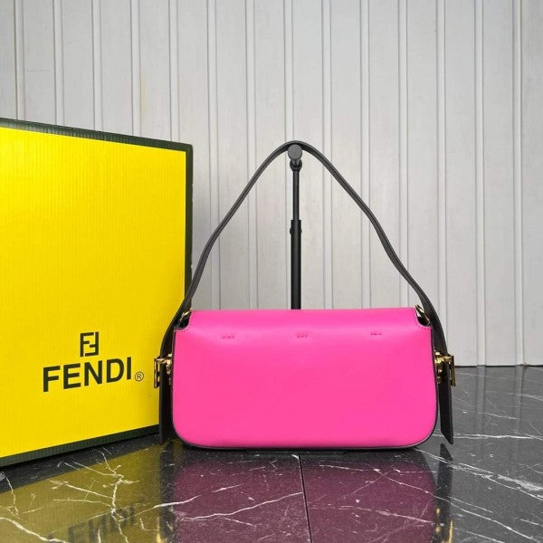 Fendi Baguette Twist Premium Shoulder Crossbody Bag With OG Box & Dust Bag & 2 Belts (Pink-930)