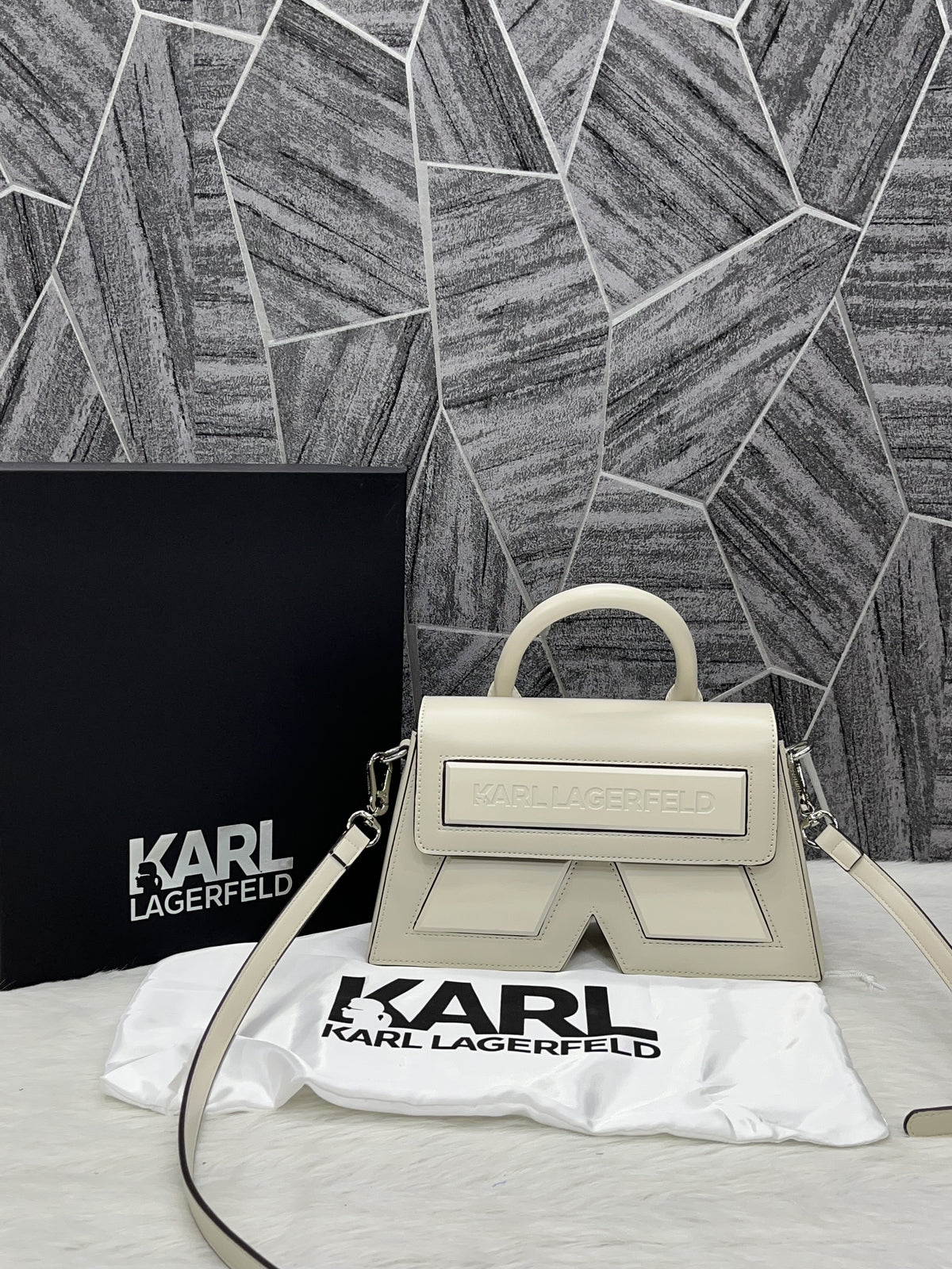 Karl Lagerfeld White K Icon Premium Sling With Original Box Packing