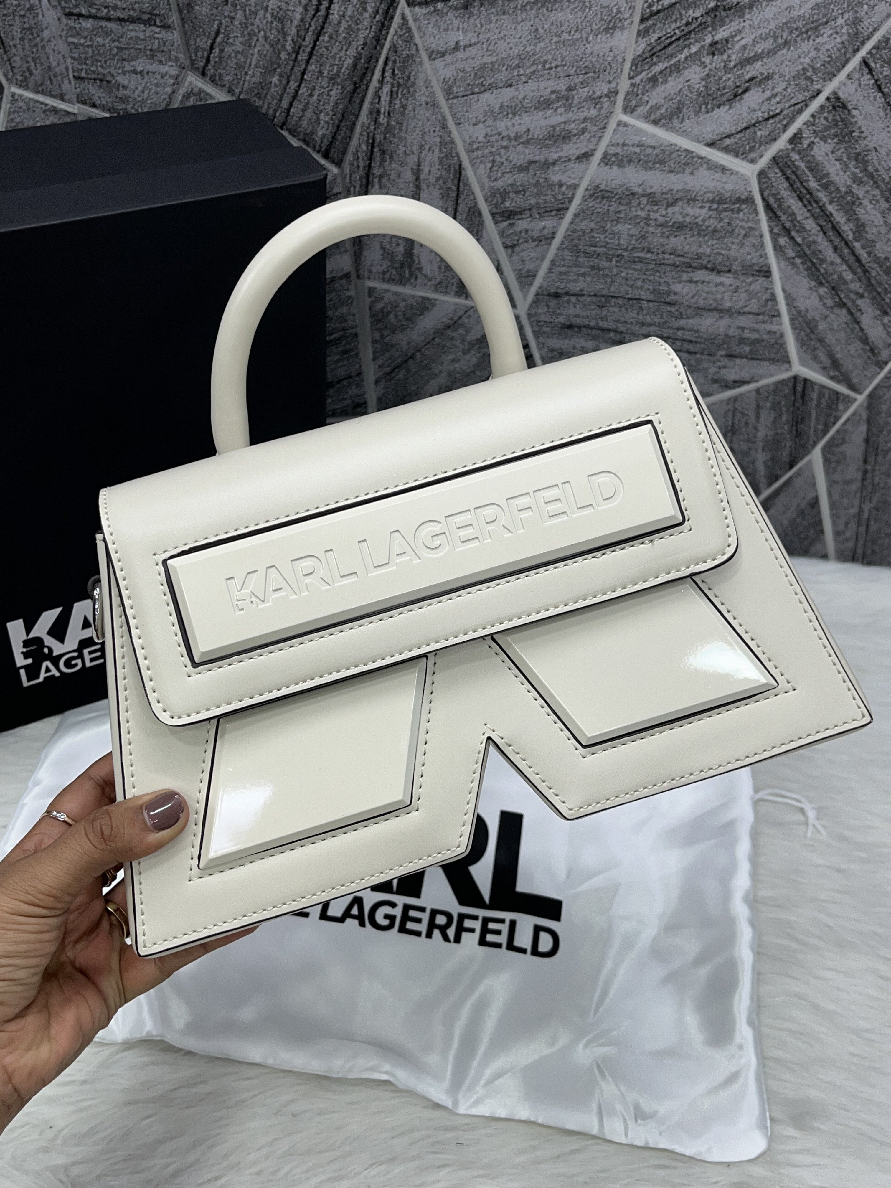 Karl Lagerfeld White K Icon Premium Sling With Original Box Packing