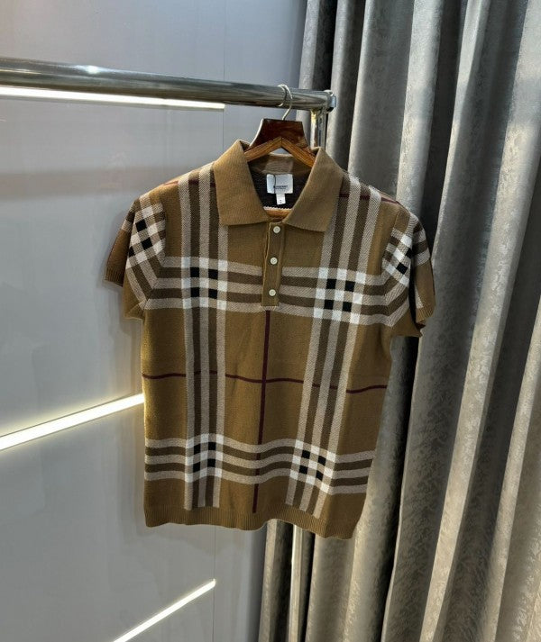 Burberry Beige Knitted Imported Classic Polo T-Shirt