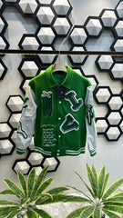 LV LOGO PATCHED PREMIUM GREEN VARSITY JACKET