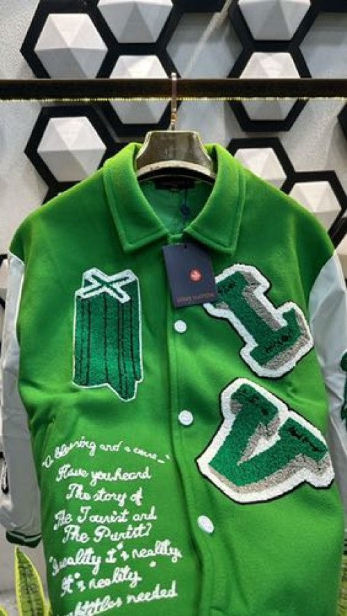 LV LOGO PATCHED PREMIUM GREEN VARSITY JACKET