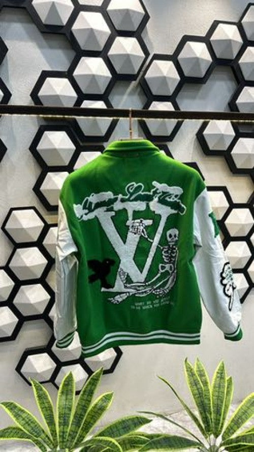 LV LOGO PATCHED PREMIUM GREEN VARSITY JACKET