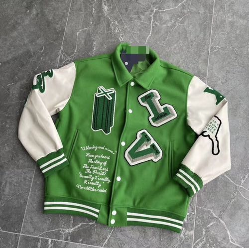 LV LOGO PATCHED PREMIUM GREEN VARSITY JACKET