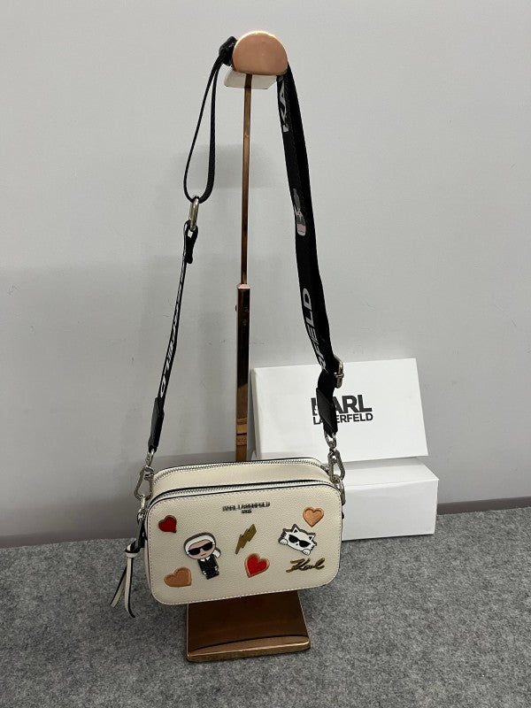 Karl Lagerfeld K-Ikonik Camera Crossbody Bag With OG Box & Dust Bag (White) KB003