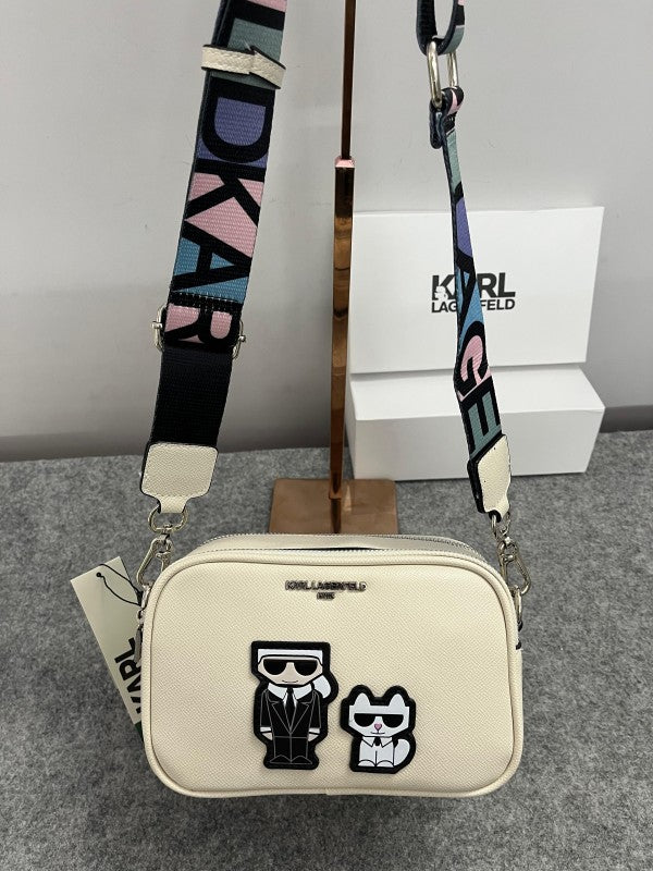 Karl Lagerfeld K-Ikonik Camera Crossbody Bag With OG Box & Dust Bag (White) KB016