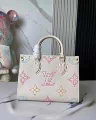 LV On The Go Monogram Leather Tote Bag With Dust Bag (Cream - 695)