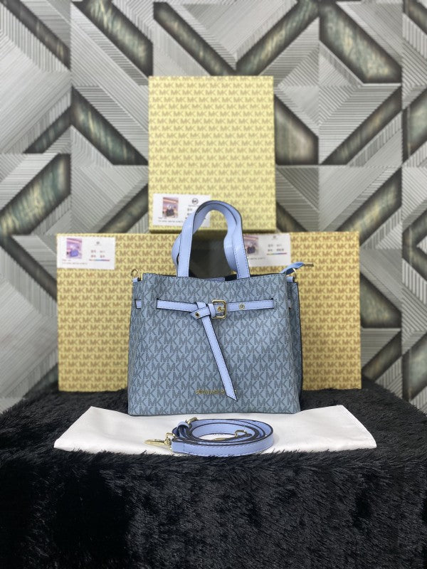 Michael Kors Signature Emilia Blue Shoulder Bag With Premium Box Packaging & Accessories (8611)