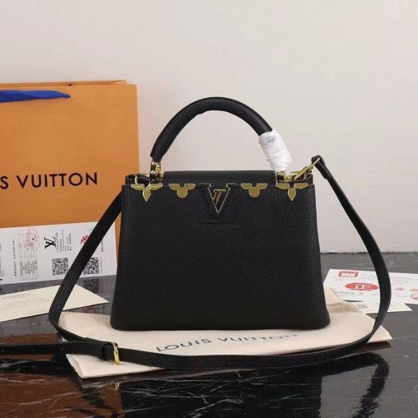 LV Capucines M54663 Premium Quality Leather Bag With OG Box & Dust Bag & Extra Shoulder Strap (Black - 301)