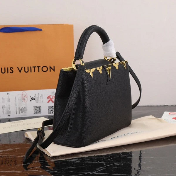 LV Capucines M54663 Premium Quality Leather Bag With OG Box & Dust Bag & Extra Shoulder Strap (Black - 301)