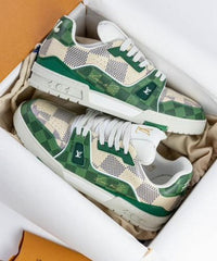 LOUIS  VUITTON TRAINER DAMIER GREEN WHITE
