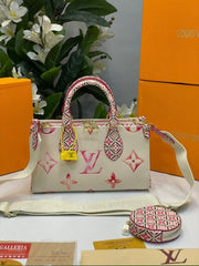 Louis Vuitton OnTheGo East West Pouch With OG Box & Dust Bag (PinkWhite 6905)