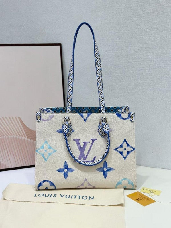 Louis Vuitton On The Go Medium Tote With Dust Bag (M22868 Blue)