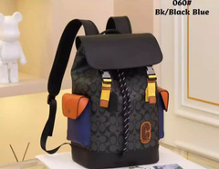 Coach Restored  Rivington Backpack In Colorblock Signature Canvas With Coach Patch With Bill & Dust Bag (060 Black Blue Orange)