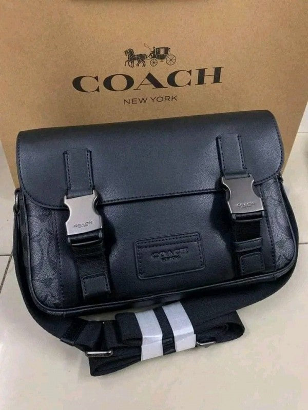 Coach Track Crossbody In Signature Canvas With Dust Bag 1680 Black