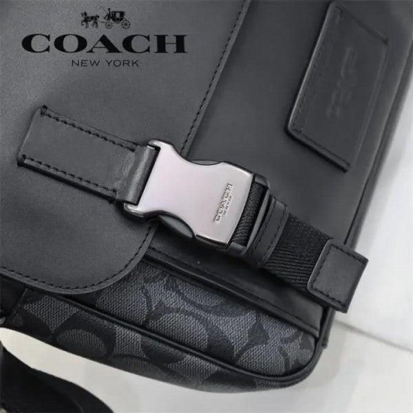 Coach Track Crossbody In Signature Canvas With Dust Bag 1680 Black