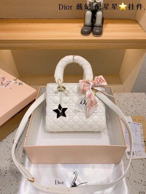 Dior Lady My ABC Elite Quality With OG Box & Dus Bag  & scarf WIth Star Charm  (White-292)