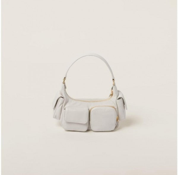 Miu Miu Pocket Logo-Embossed Shoulder Bag With OG Box & Dust Bag (161 White)