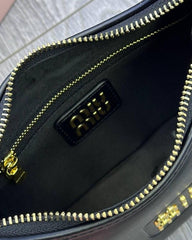 Miu Miu Leather Hobo armpit Bag With OG Box & Dust Bag (359 Black)