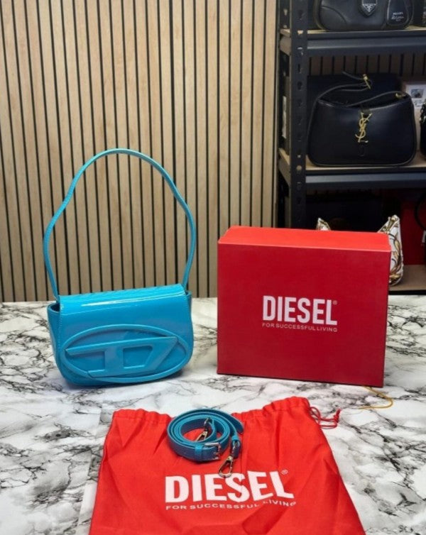 Diesel 1DR Shoulder Bag With OG Box & Dust Bag & Extra Shoulder Strap (Sky Blue)