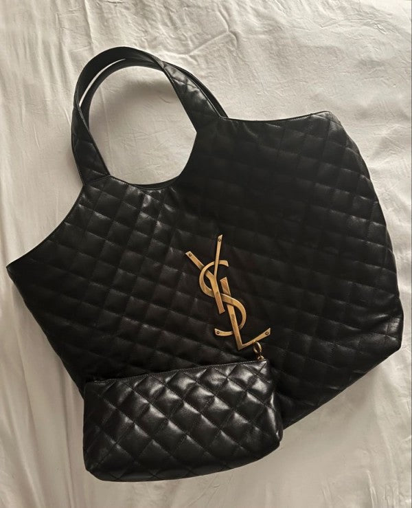 YSL Handbag Saint Laurent Icare Maxi Shopping Bag in Quilted Leather Large With Dust Bag