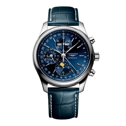 Longines Master Collection Automatic watch blue dial blue leather strap