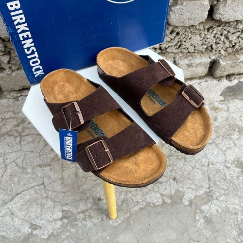 Birkenstock Arizona Slides Suede Cocoa Brown