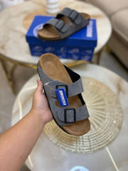 Birkenstock Arizona Slides Suede Dark Grey