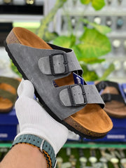 Birkenstock Arizona Slides Suede Dark Grey