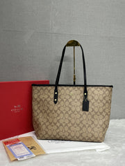 Coach Signature City Tote Bag With OG Red Box (55398 Apricot Black)