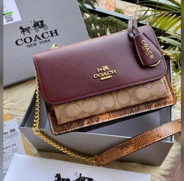 Coach Klare Signature Crossbody Bag With OG Box &Dust Bag (Wine 1001)