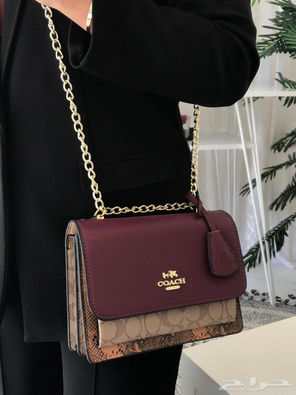 Coach Klare Signature Crossbody Bag With OG Box &Dust Bag (Wine 1001)