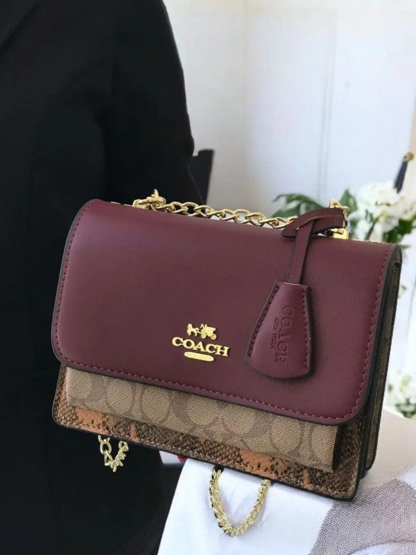 Coach Klare Signature Crossbody Bag With OG Box &Dust Bag (Wine 1001)